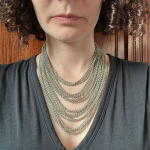 Vintage Silver Multi-Chain Necklace (900)